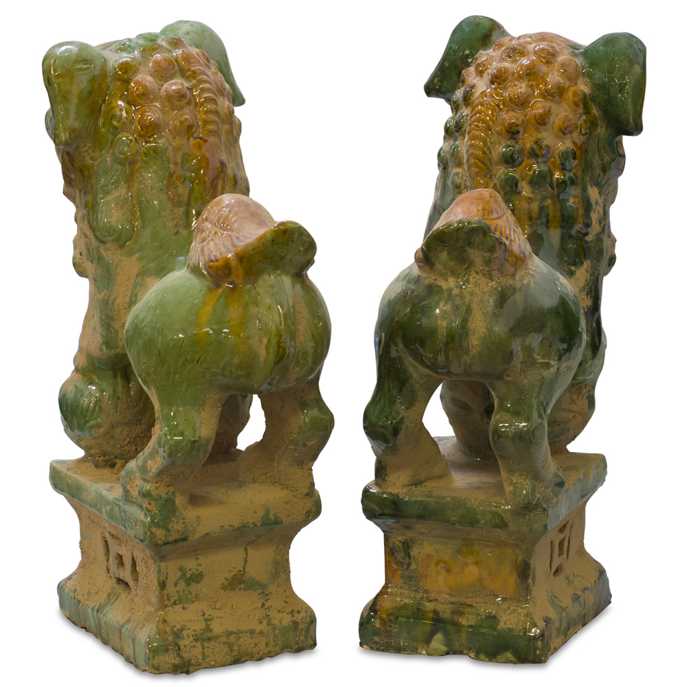 Tang Tri-Color Glazed Ceramic Chinese Foo Dog Set