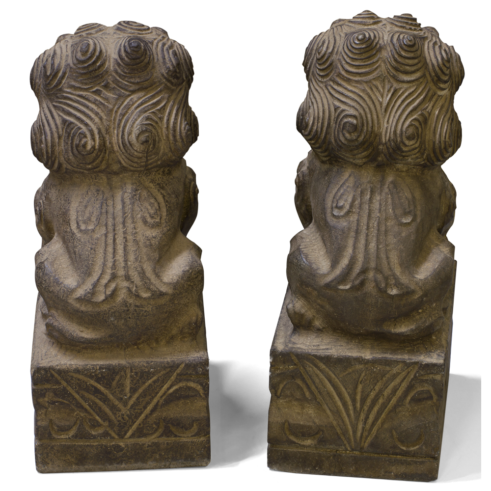 10 Inch Stone Chinese Foo Dog Statue Set