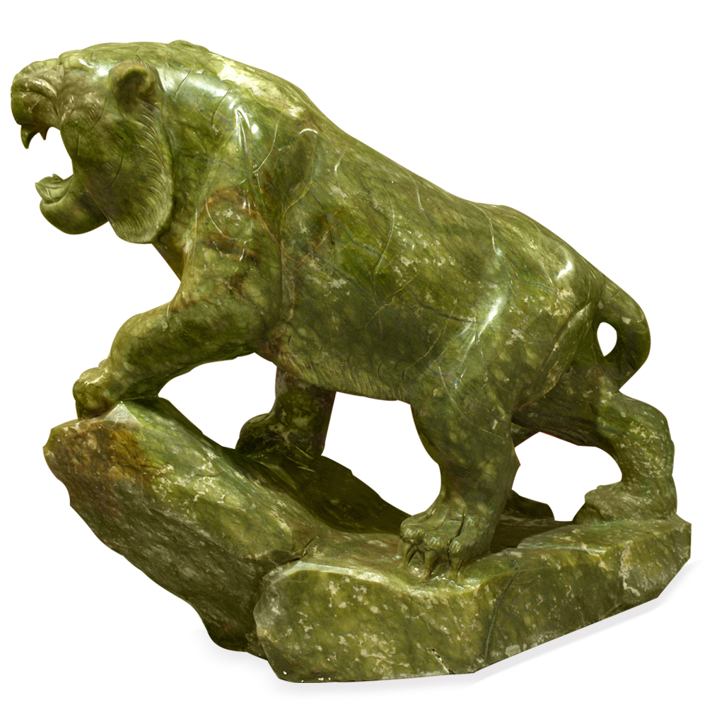 Large Oriental Jade Tiger Sculpture