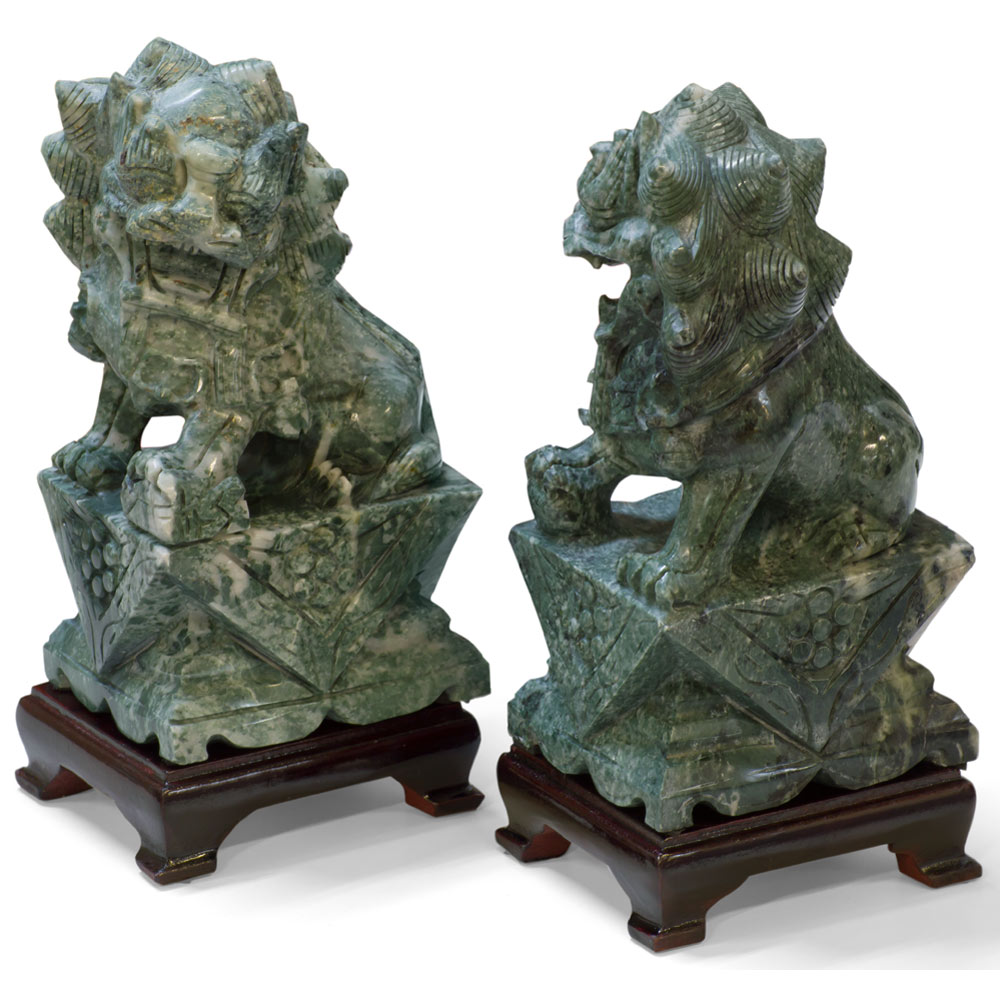 Chinese Jade Foo Dog Set