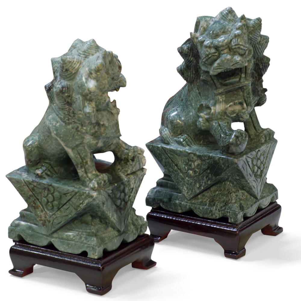 Chinese Jade Foo Dog Set