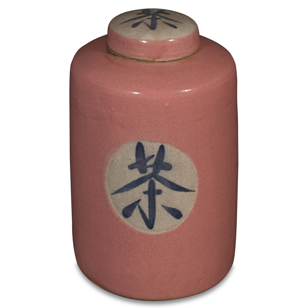 Pink Porcelain Chinese Tea Jar