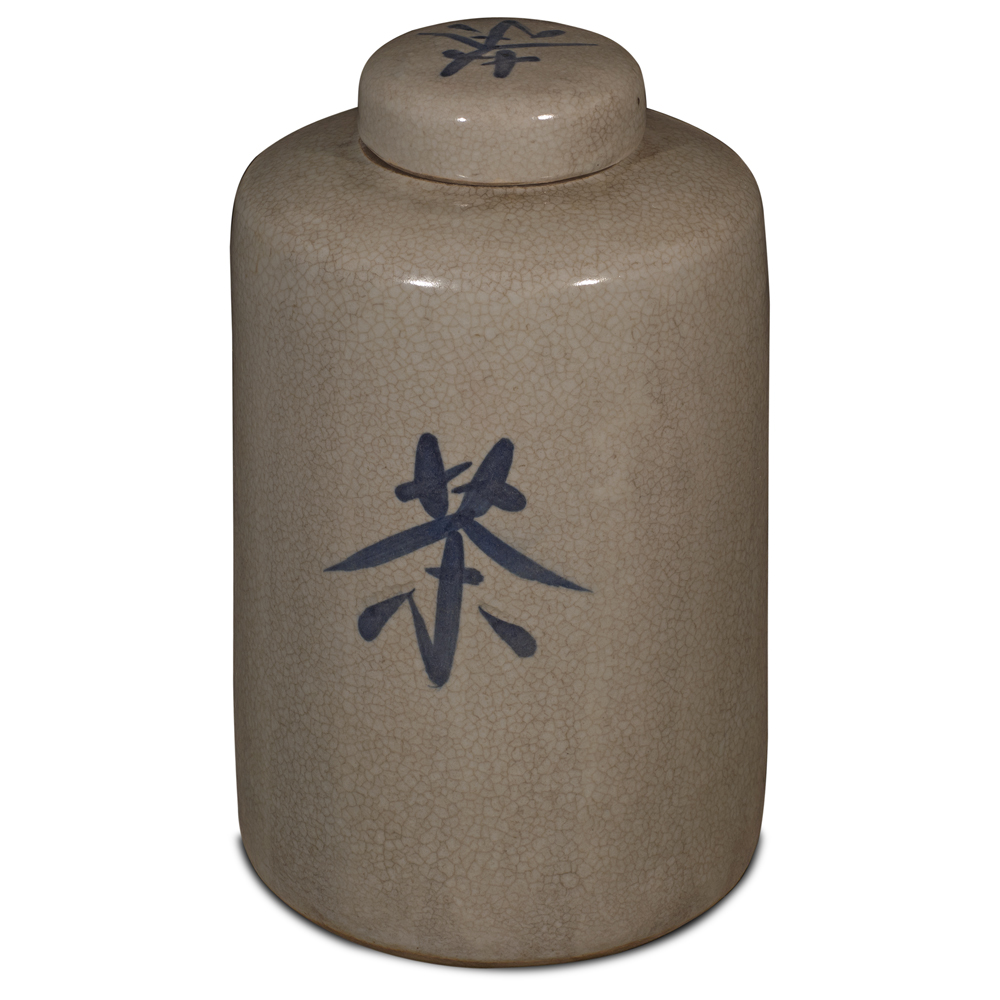 Gray Porcelain Chinese Tea Jar