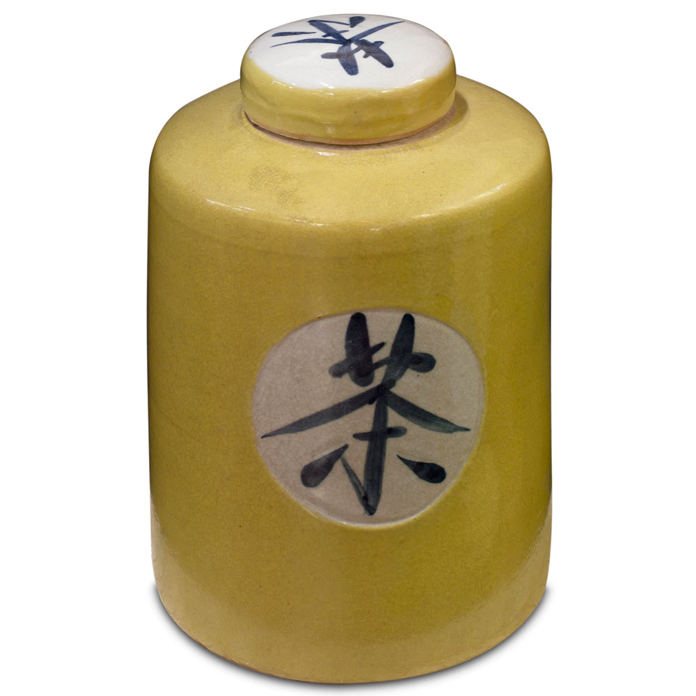 Yellow Porcelain Chinese Tea Jar