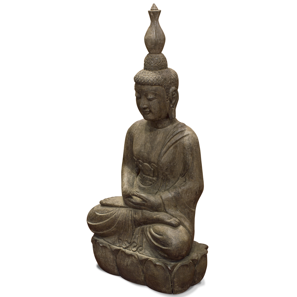 Stone Meditating Thai Buddha Statue