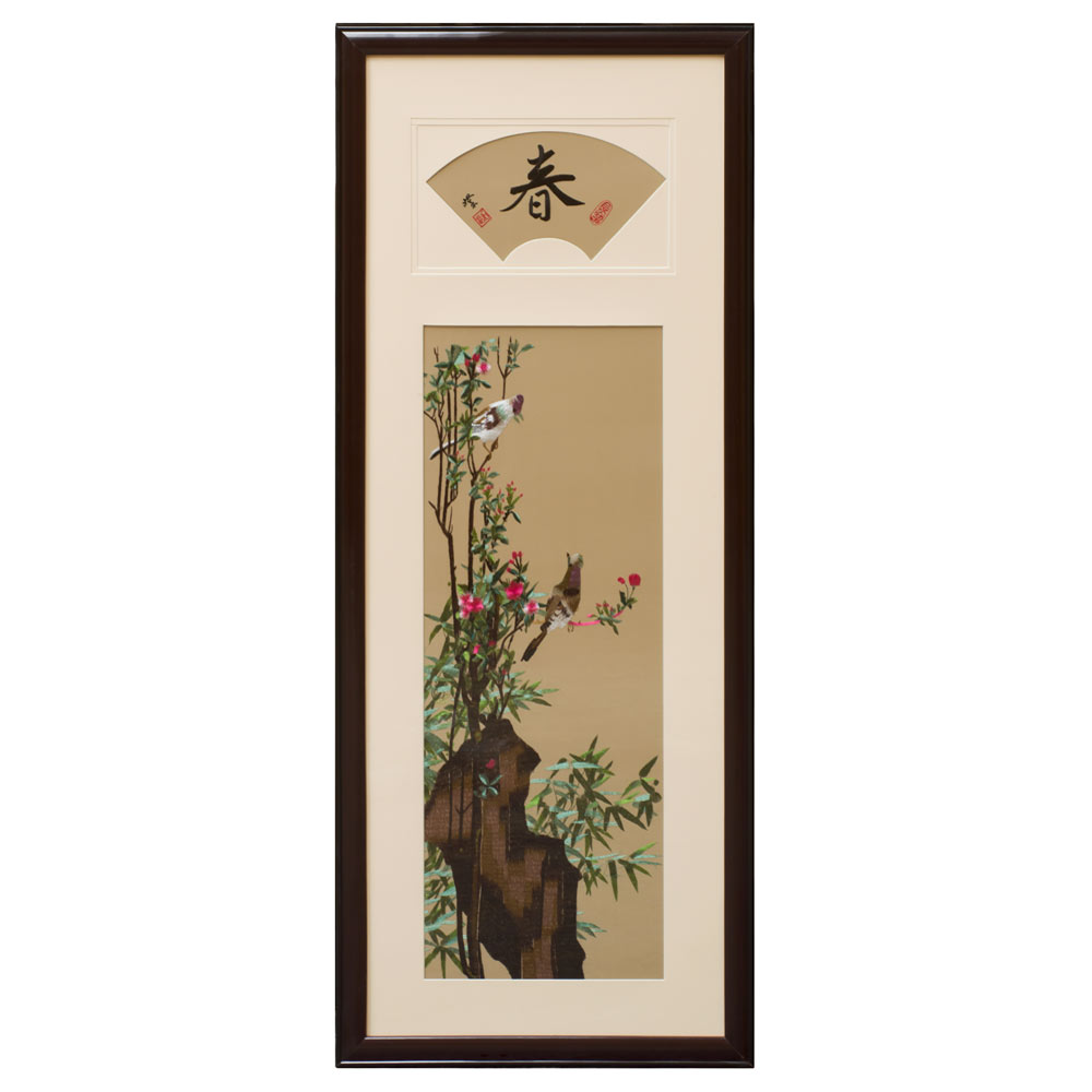 Silk Embroidery Chinese Wall Art of Four Season Flowers