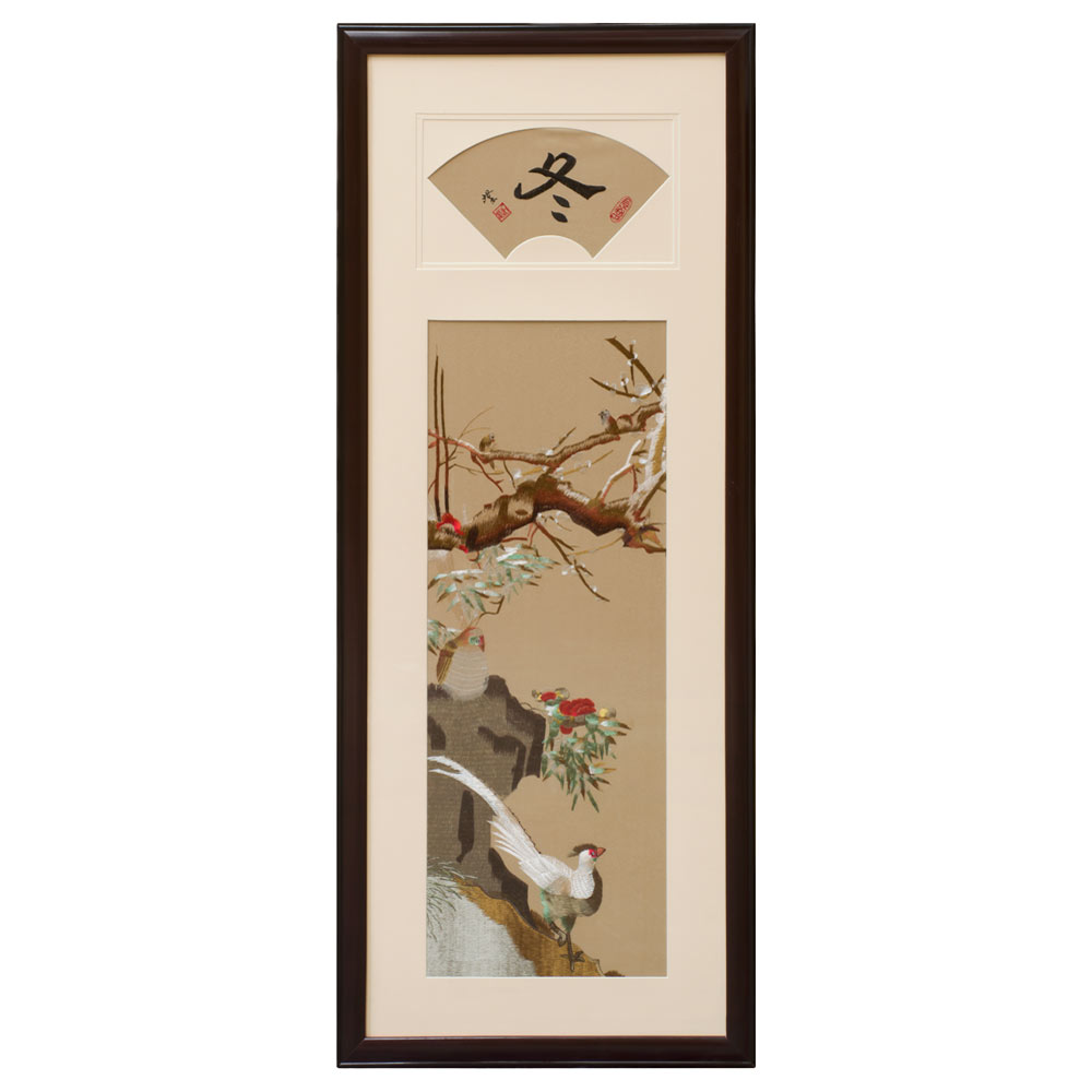 Silk Embroidery Chinese Wall Art of Four Season Flowers