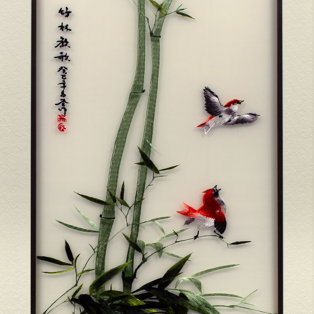 Silk Embroidery Chinese Wall Art of Four Season Flowers