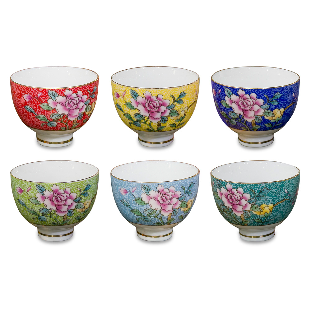 Porcelain Chinese Floral Tea Cup Set