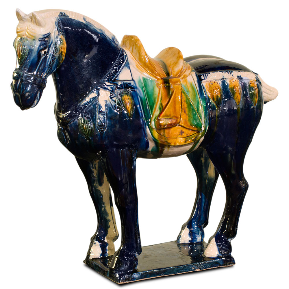 Tang Tri-Color Glazed Ceramic Chinese Horse Statue