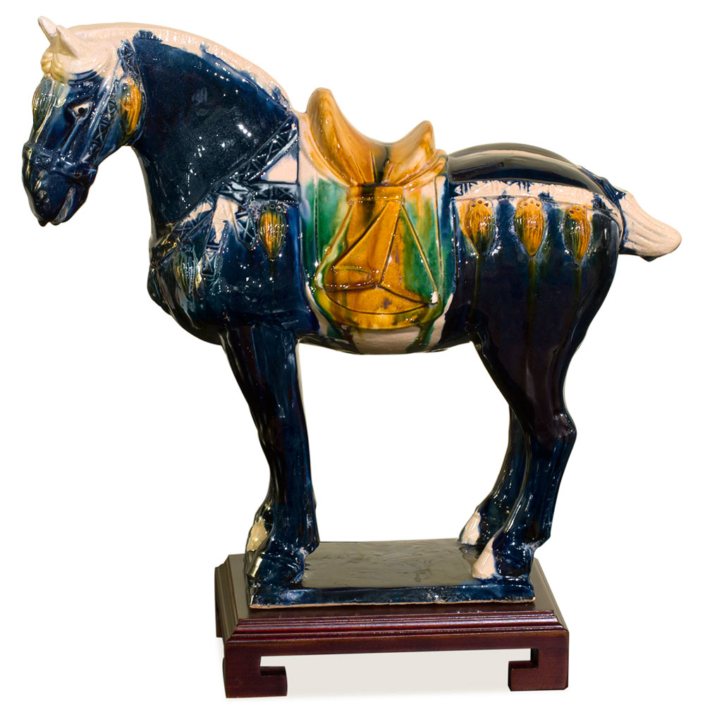 Tang Tri-Color Glazed Ceramic Chinese Horse Statue