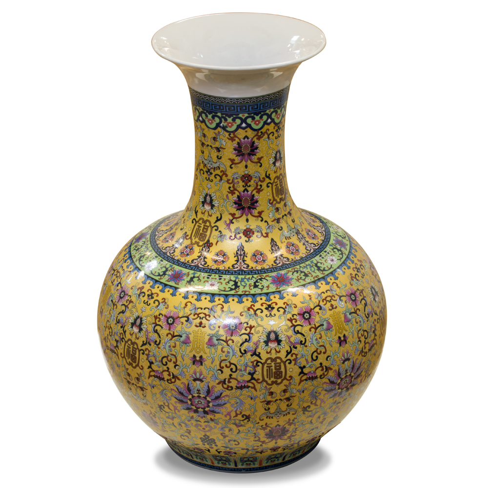 Gold Imperial Chinese Porcelain Temple Vase