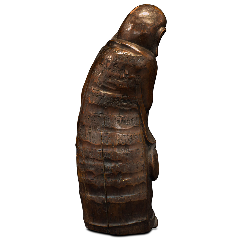 Bamboo Root Carving Monk Asian Sculpture