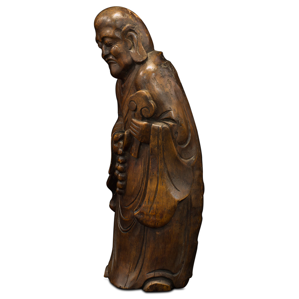 Bamboo Root Carving Monk Asian Sculpture