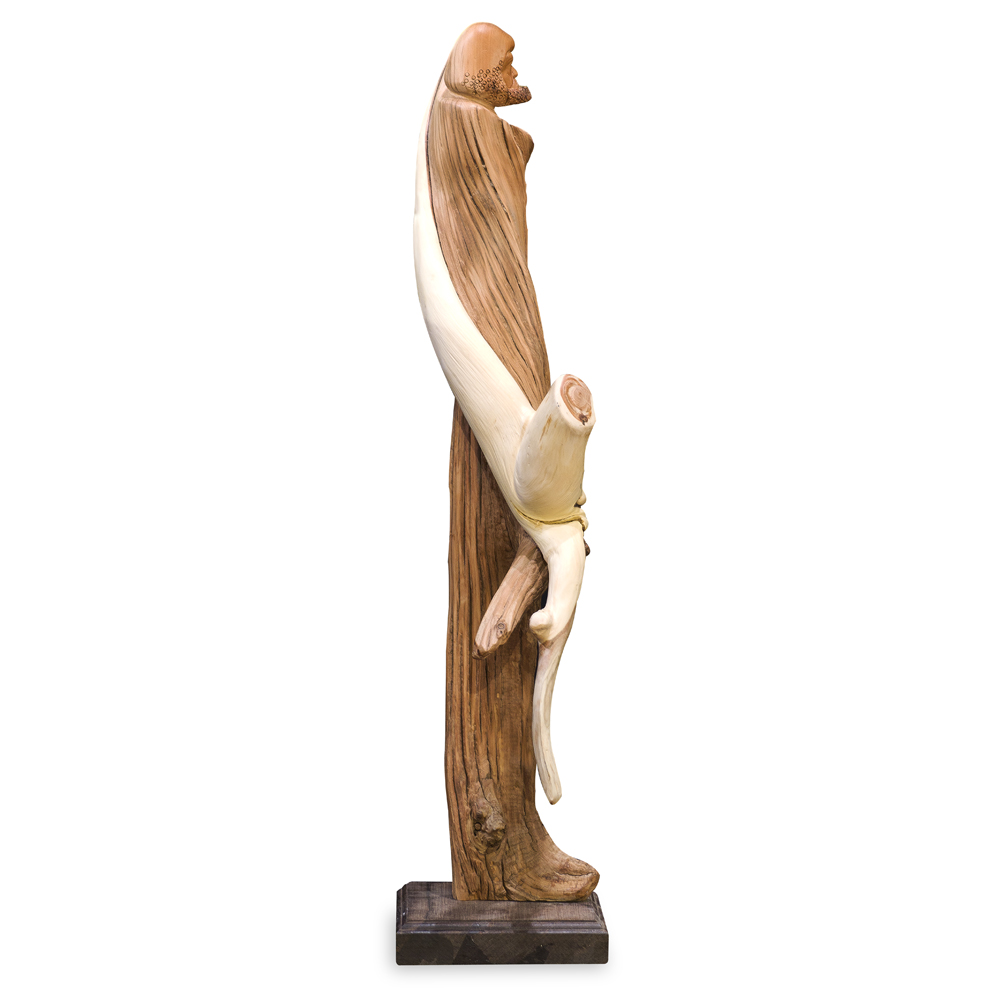 Cedar Wood Root Damo Asian Sculpture