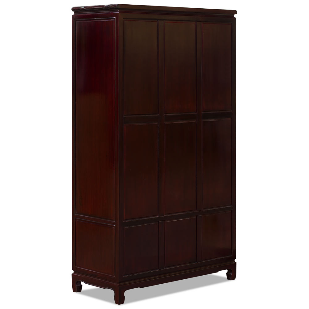 Dark Cherry Rosewood Flower and Bird Chinese Armoire