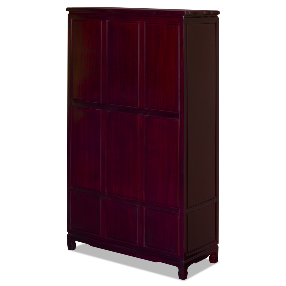 Dark Cherry Rosewood Dragon and Phoenix Chinese Armoire