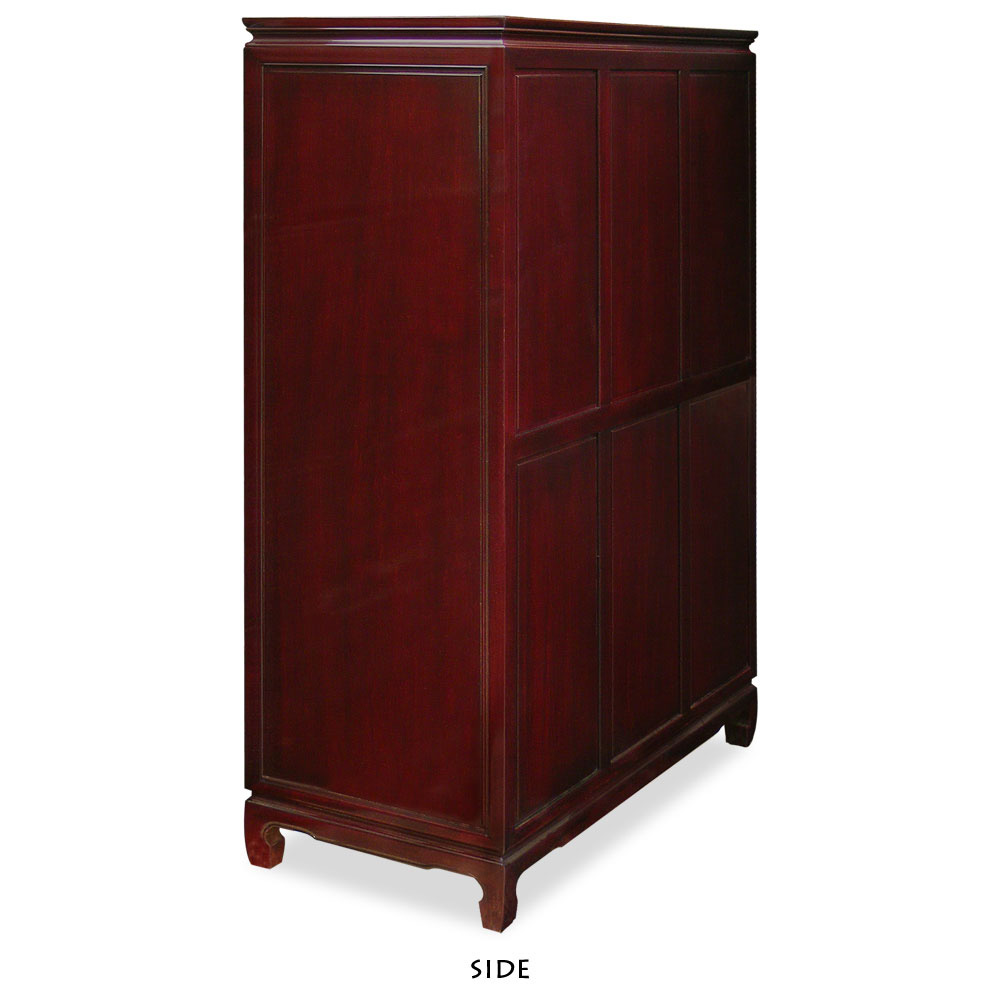 Dark Cherry Rosewood Chinese Longevity High Chest of Drawers