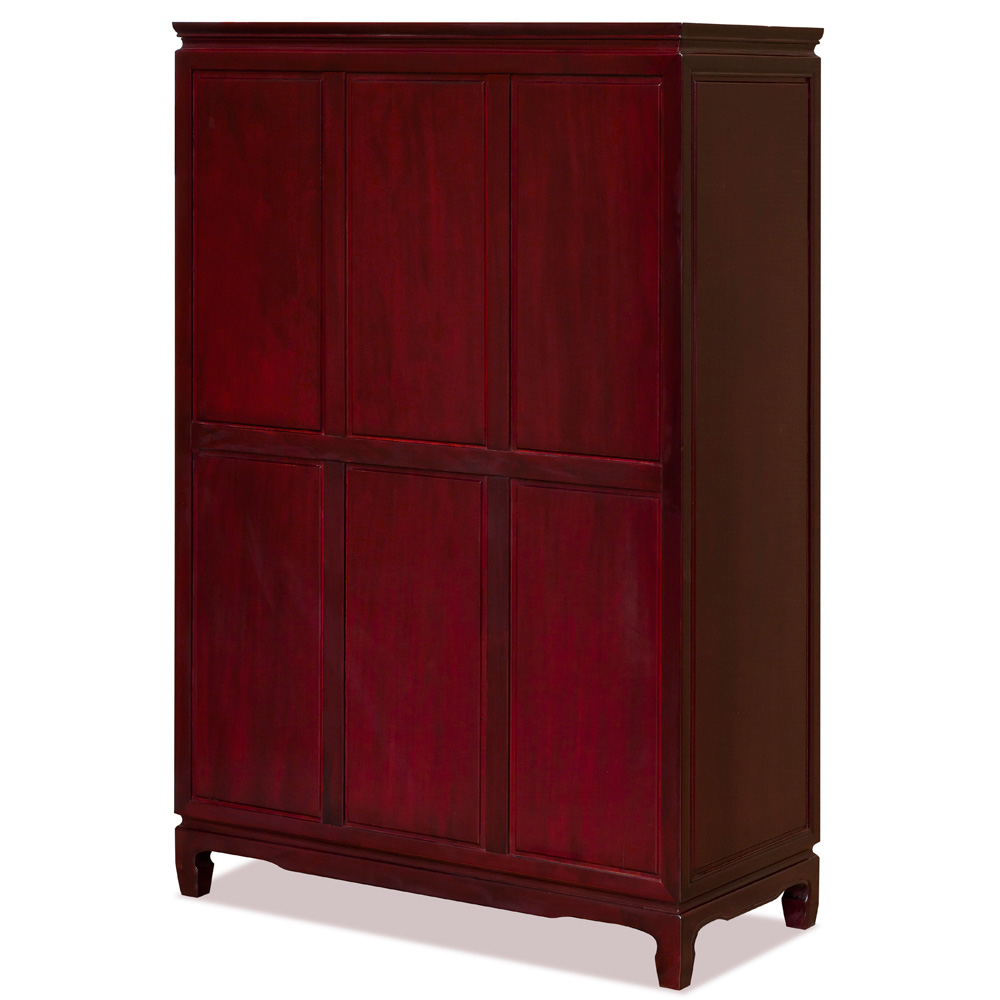 Dark Cherry Rosewood Dragon High Chinese Chest of Drawers