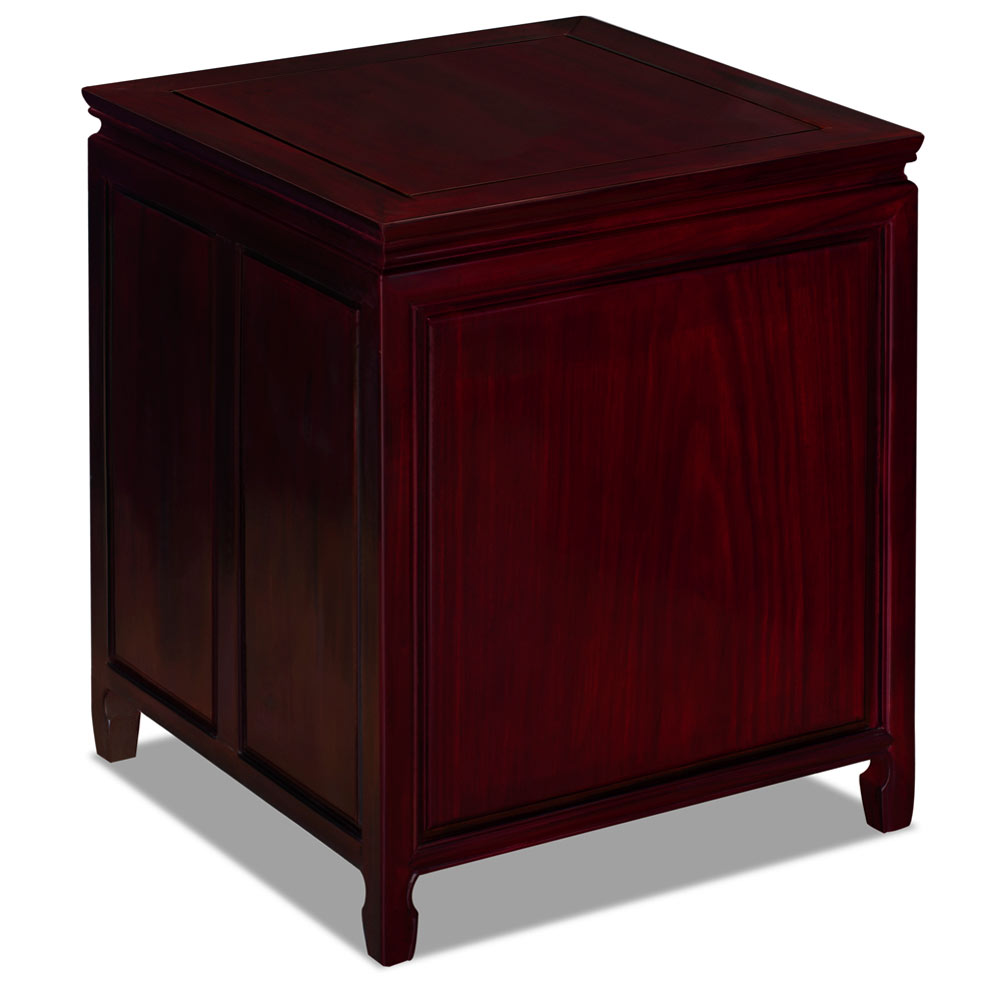 Dark Cherry Rosewood Chinese Longevity Design Nightstand