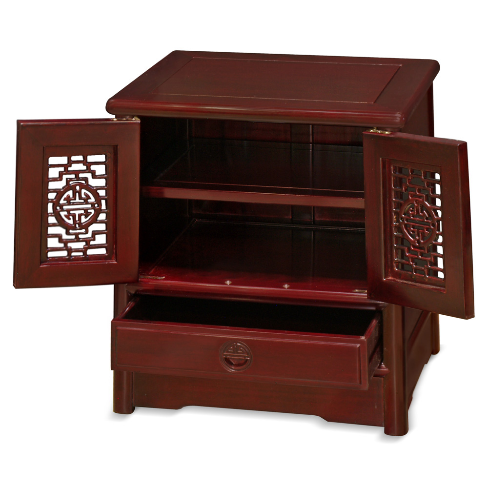 Dark Cherry Rosewood Chinese Ming Nightstand