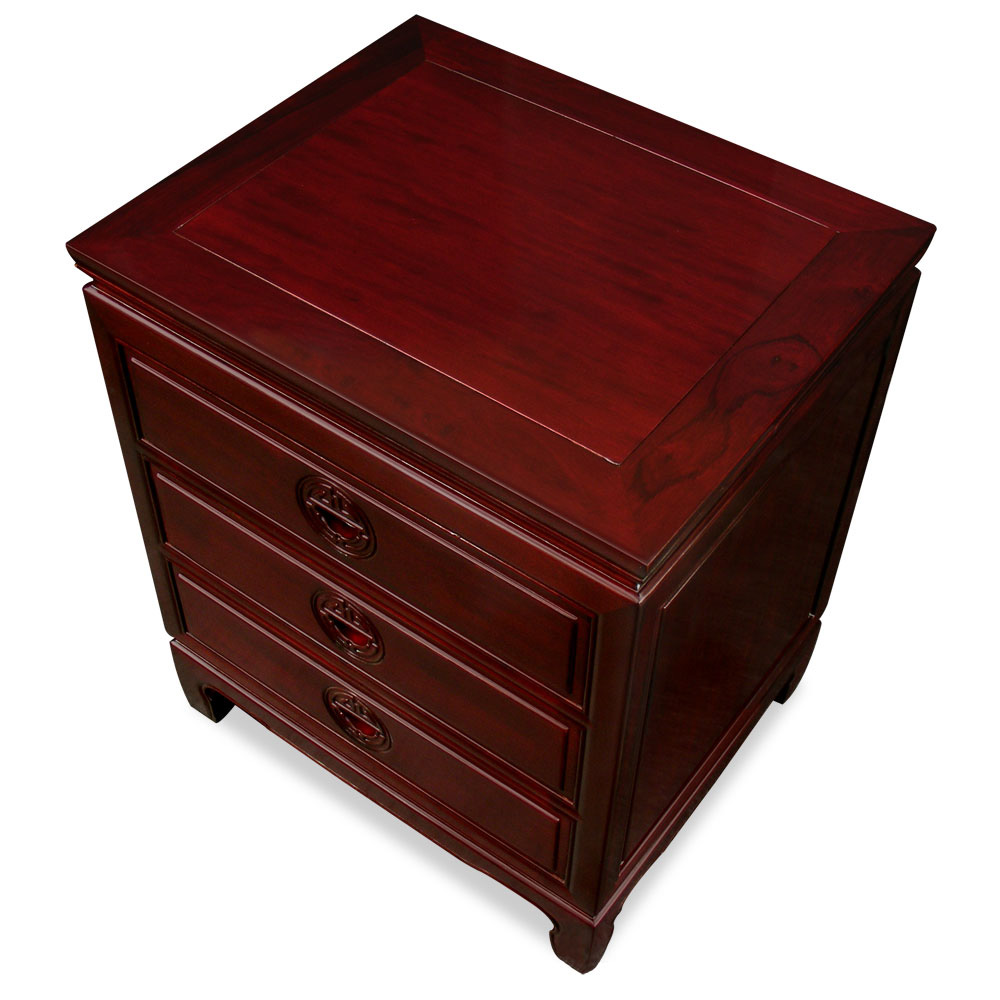 Dark Cherry Rosewood Longevity Design Oriental Nightstand