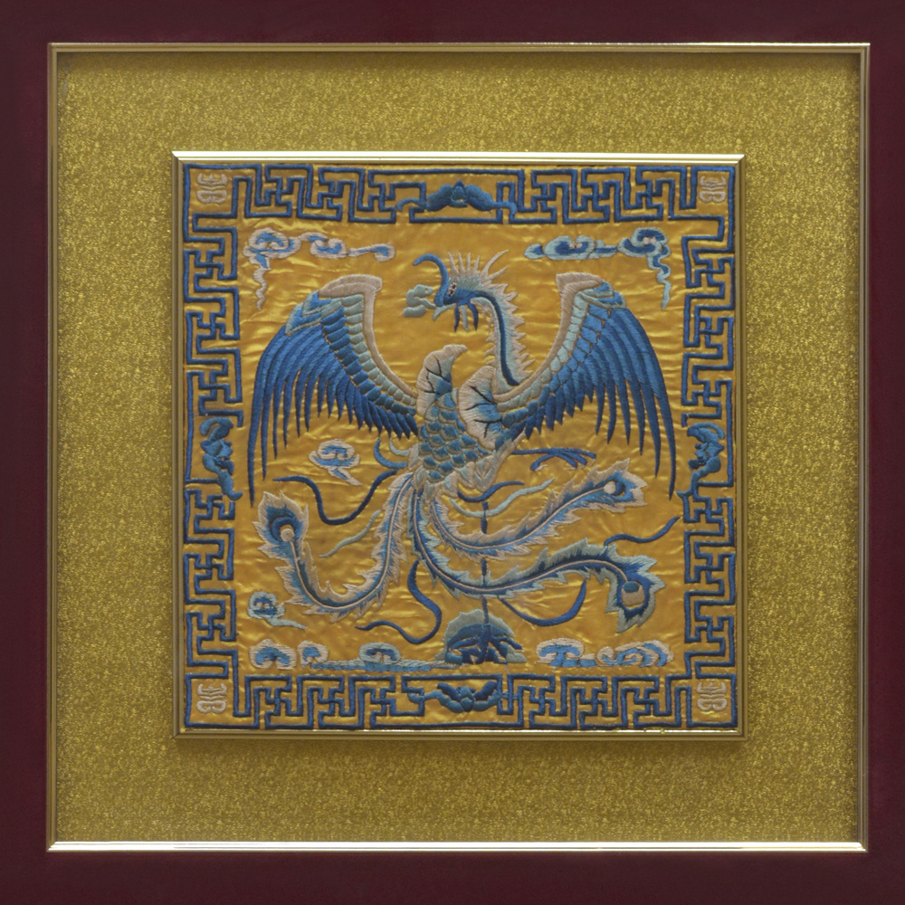 Chinese Silk Embroidery of Dragon and Phoenix Shadow Box Set