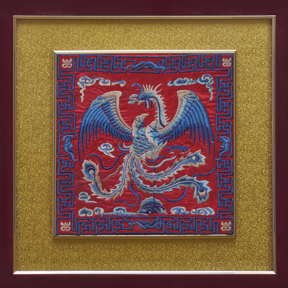 Chinese Silk Embroidery of Dragon and Phoenix Shadow Box Set