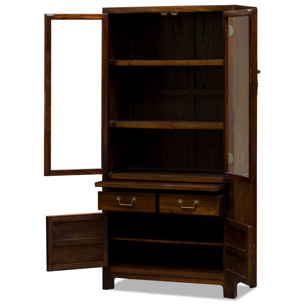 Espresso Elmwood Ming Style Asian Bookcase