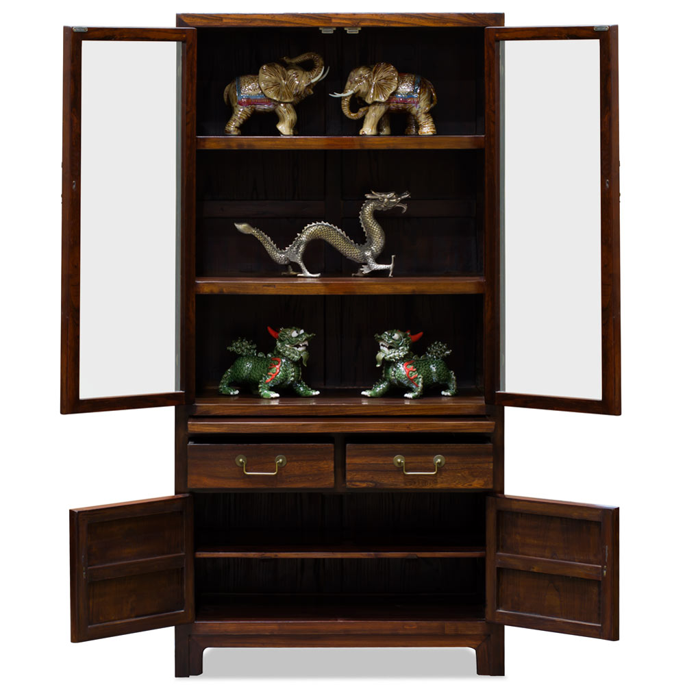 Espresso Elmwood Ming Style Asian Bookcase