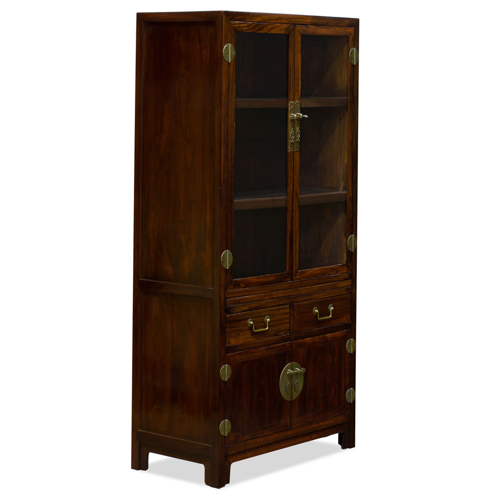 Espresso Elmwood Ming Style Asian Bookcase