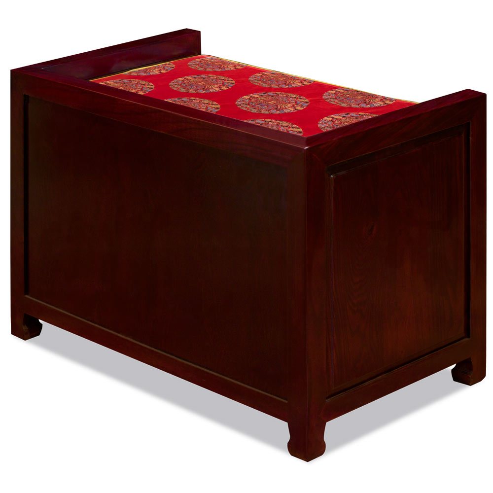 Dark Cherry Elmwood Longevity Chinese Shoe Bench