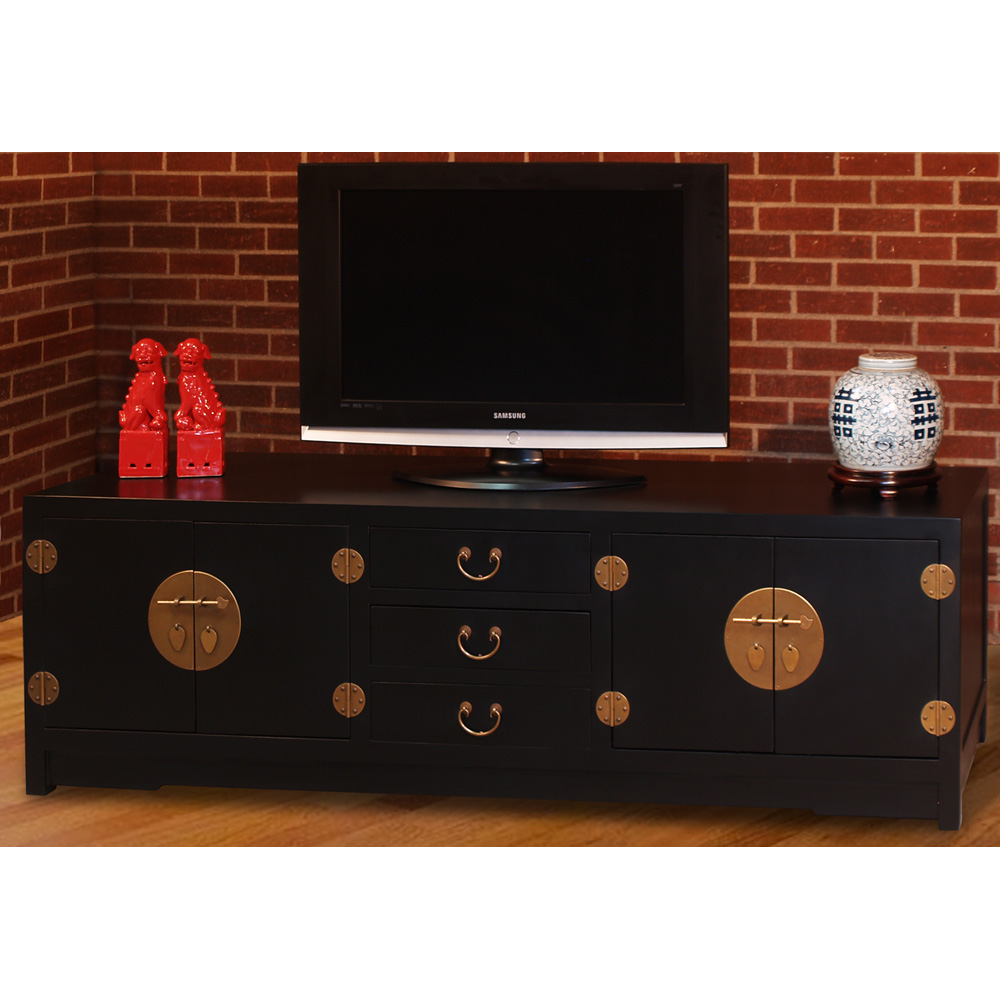 Black Elmwood Chinese Ming Media Cabinet