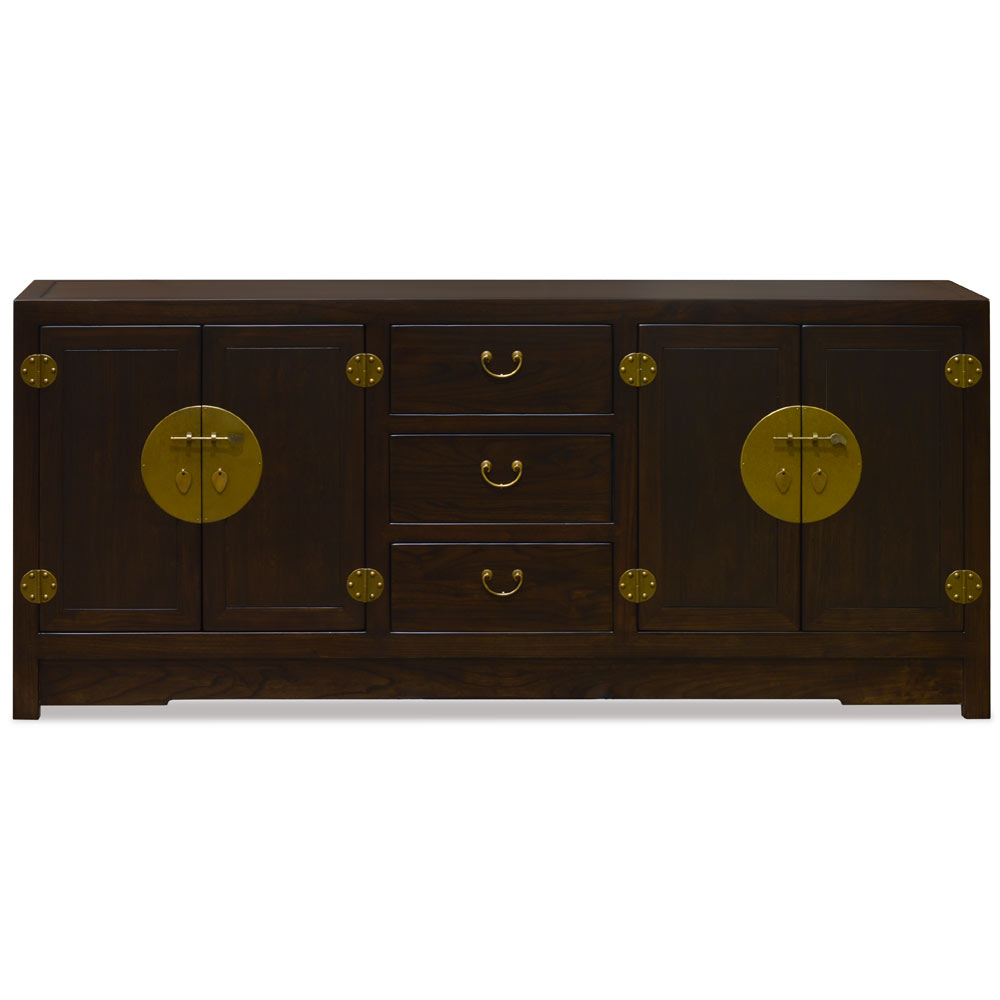 Dark Espresso Elmwood Chinese Ming Sideboard with Assorted Compartments