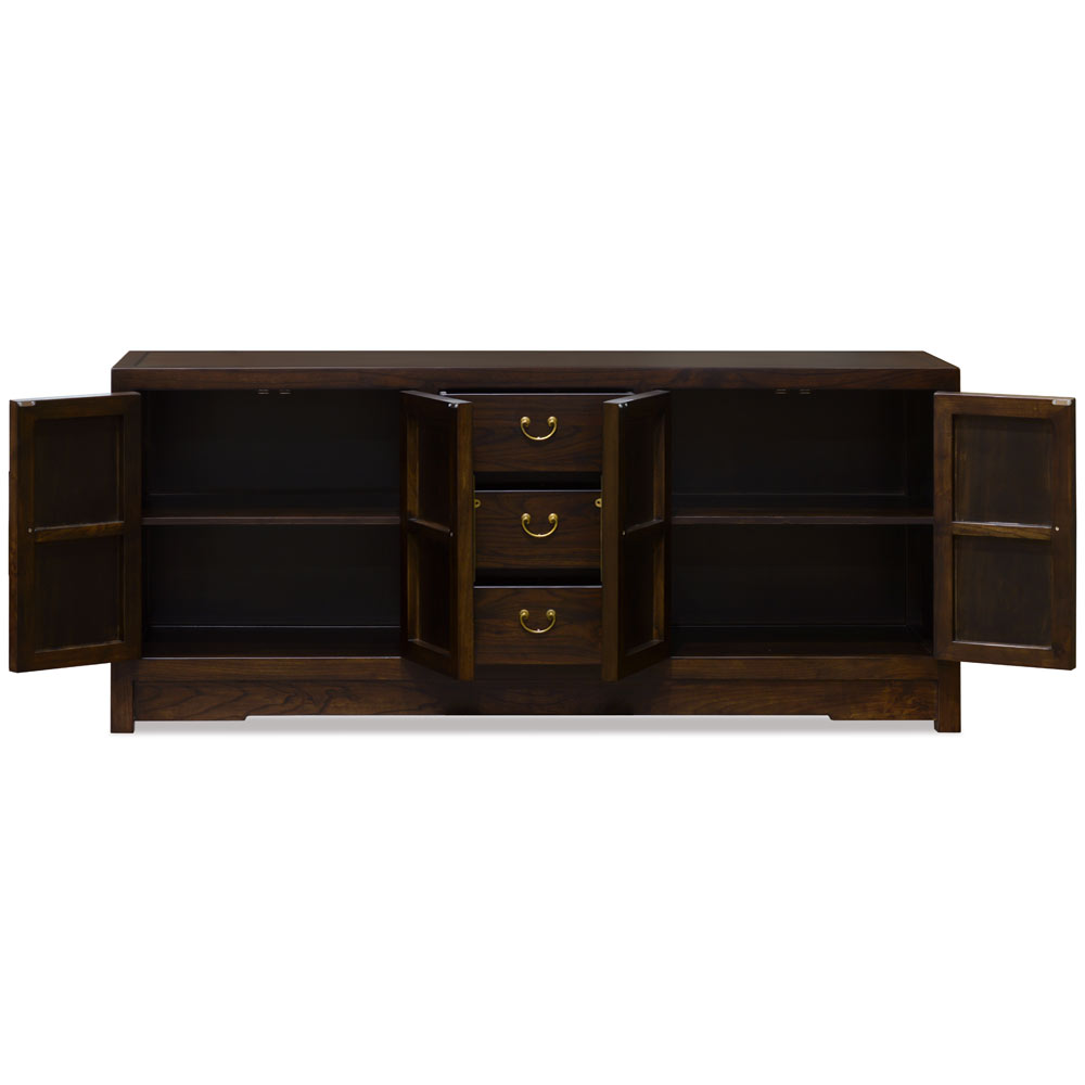 Dark Espresso Elmwood Chinese Ming Sideboard with Assorted Compartments