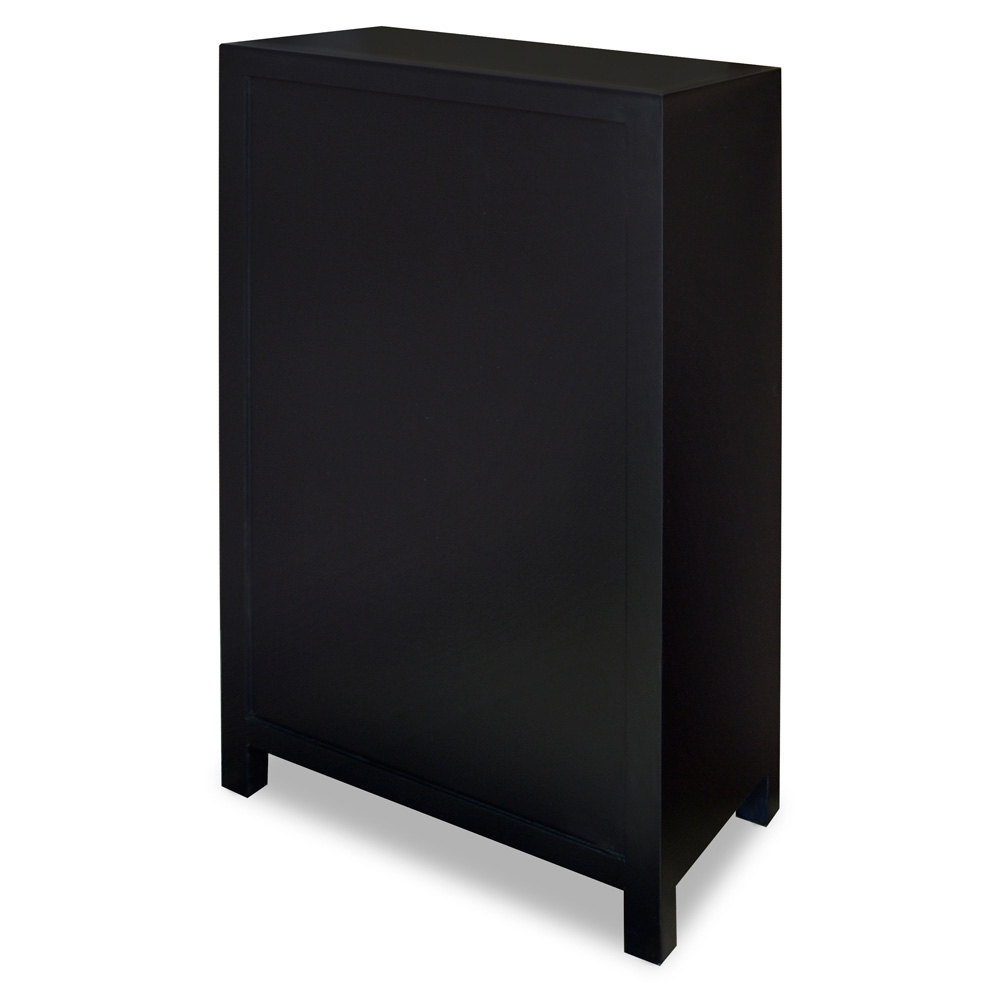 Slim Matte Black Elmwood Chinese Ming Cabinet