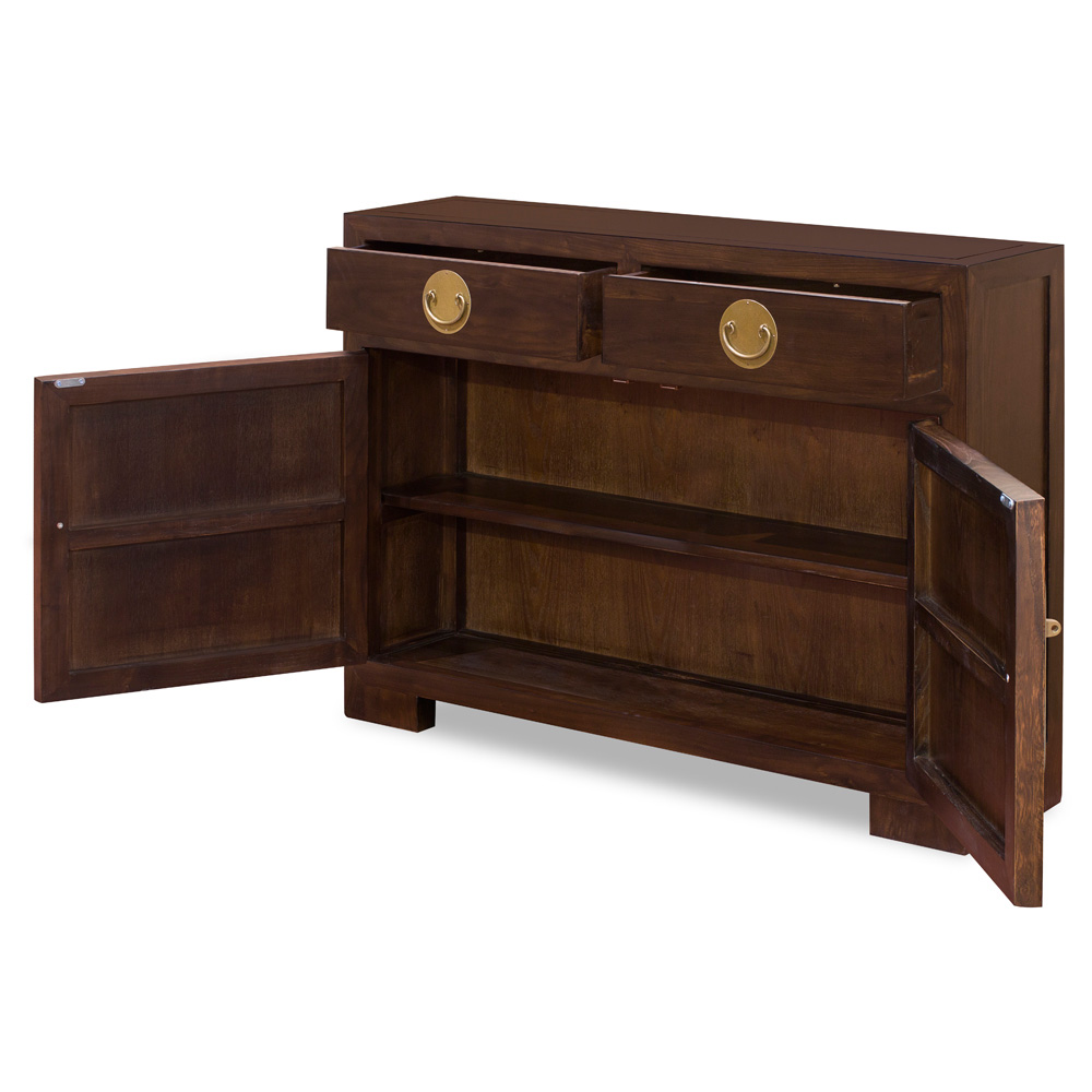 Elmwood Espresso Finish Chinese Ming Cabinet