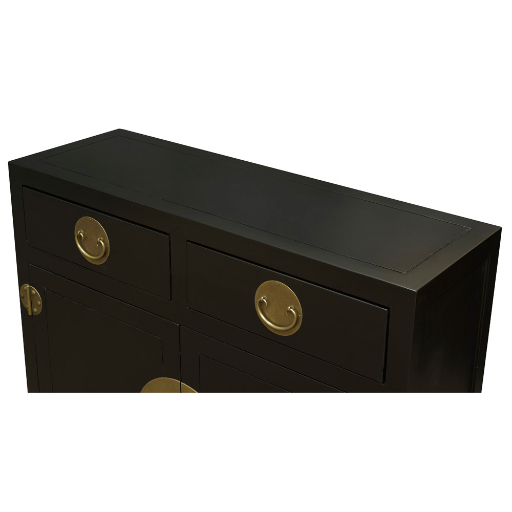 Matte Black Elmwood Chinese Ming Cabinet