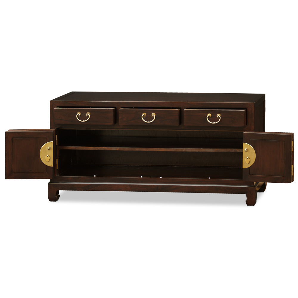 Espresso Elmwood Chinese Ming Petite Media Cabinet