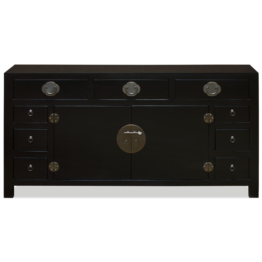 Black Elmwood Peking Oriental Sideboard