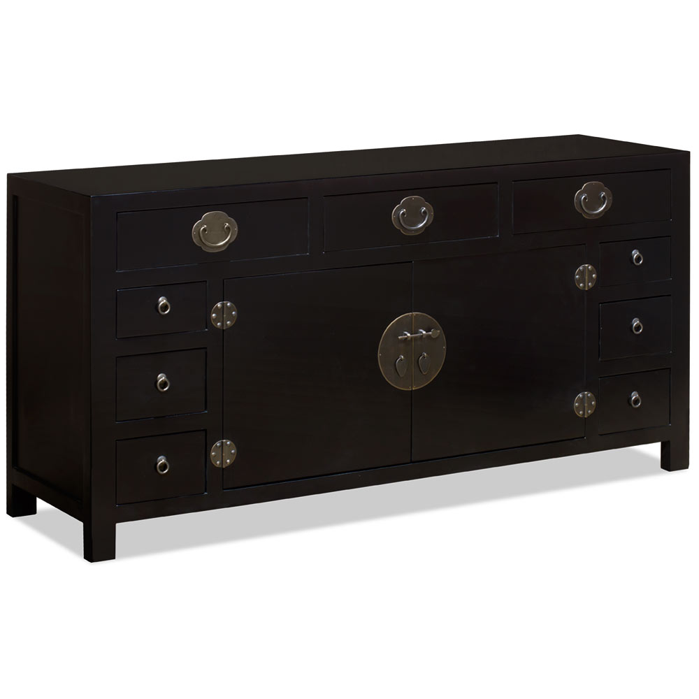 Black Elmwood Peking Oriental Sideboard