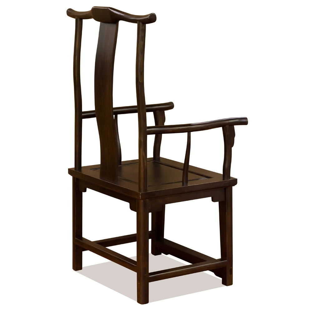 Dark Espresso Elmwood Chinese Ming Official's Arm Chair