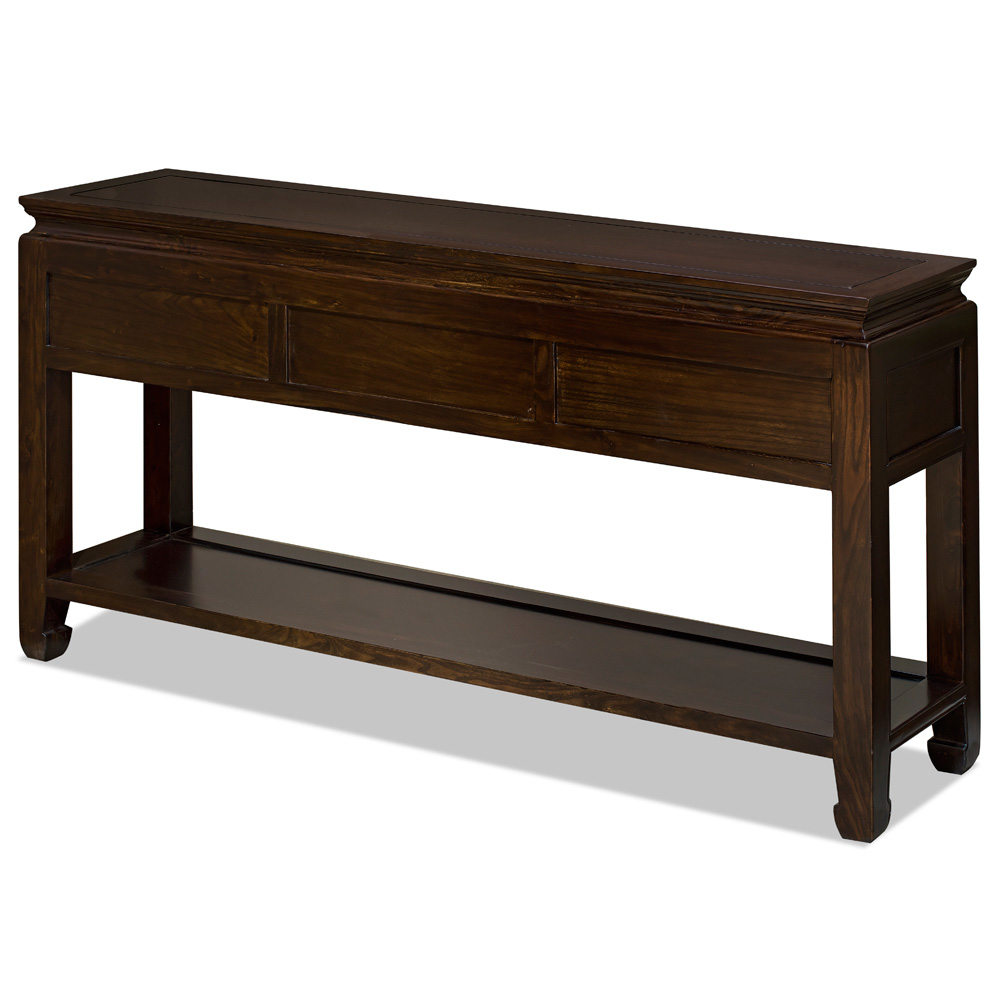 Dark Espresso Elmwood Chinese Longevity Console Table