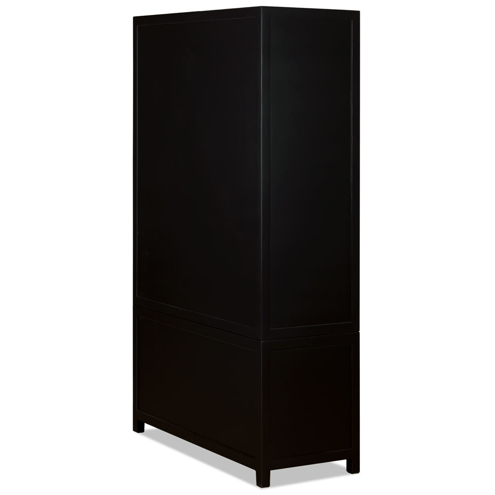 Matte Black Elmwood Chinese Qing Armoire