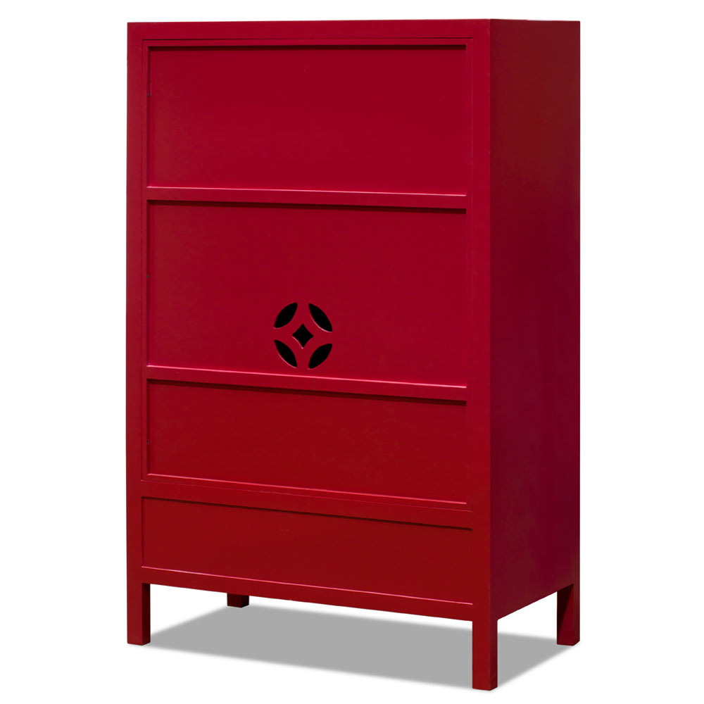 Red Elmwood Chinese Ming TV Armoire