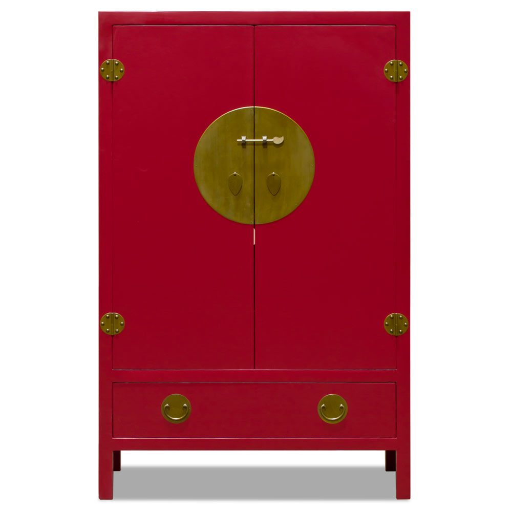 Red Elmwood Chinese Ming TV Armoire