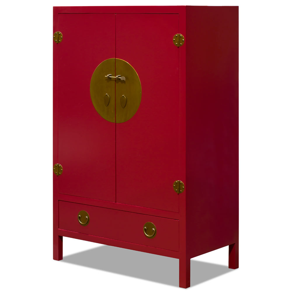 Red Elmwood Chinese Ming TV Armoire