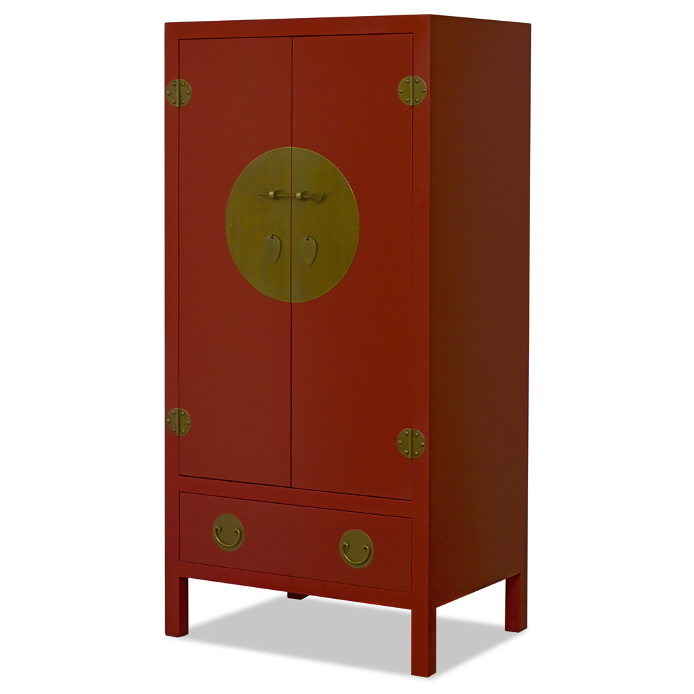 Red Elmwood Chinese Ming TV Armoire