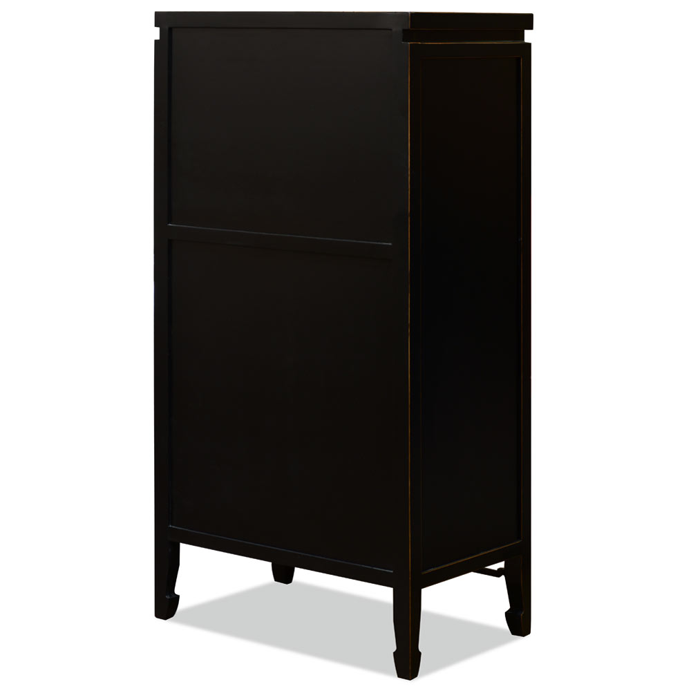 Distressed Black Elmwood Chinese Ming Armoire