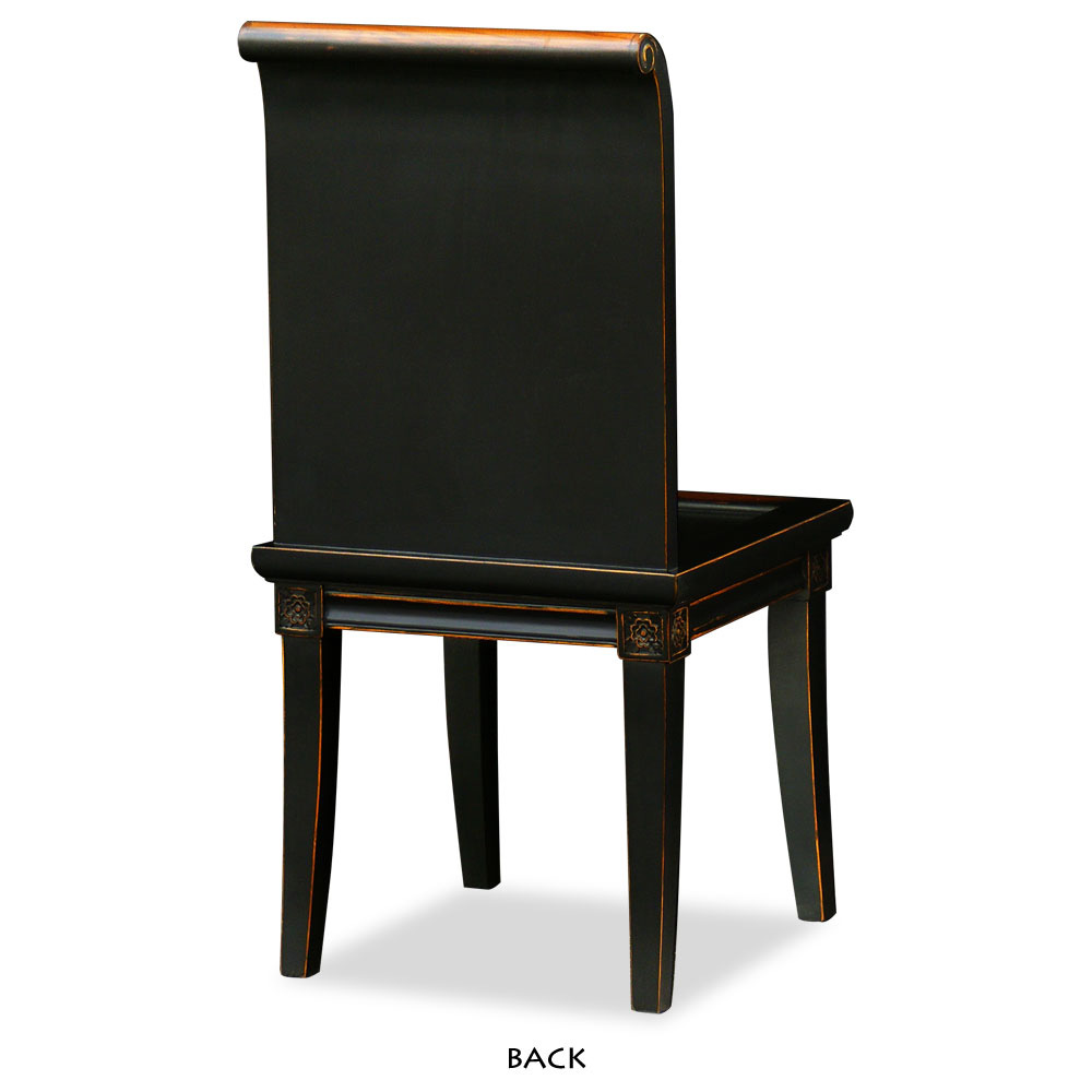 Distressed Black Elmwood Zhou Yi Asian Chair